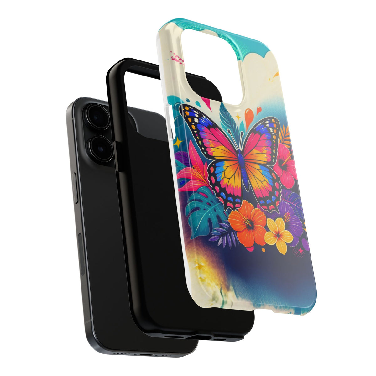 Butterfly Floral Tough Phone Case — Colorful Protective Phone Cover