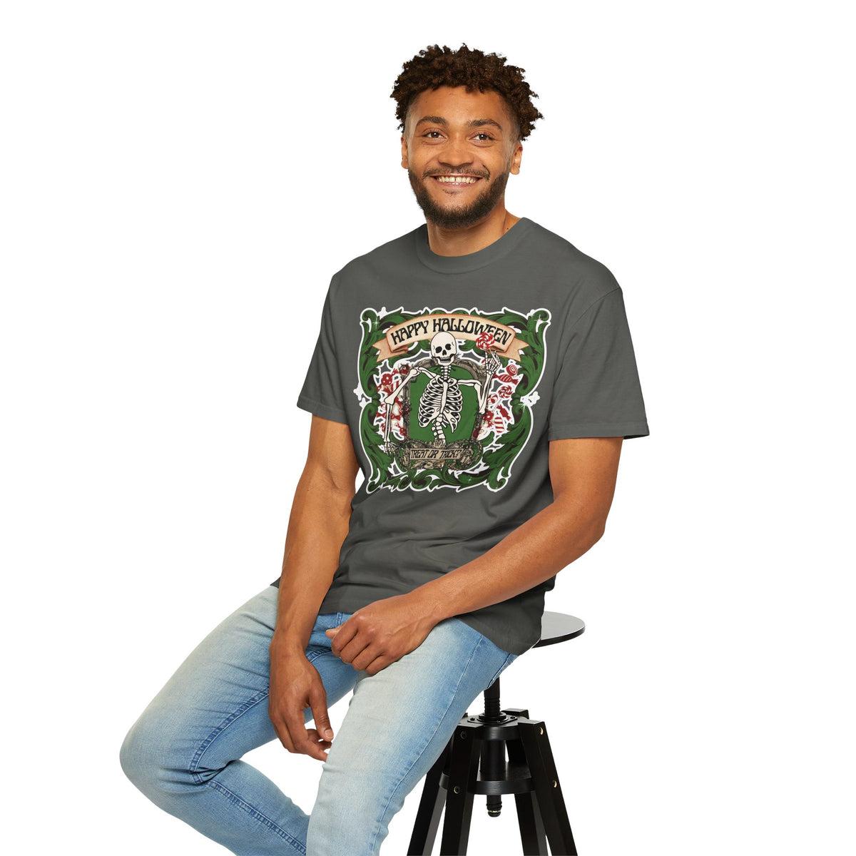 Happy Halloween Skeleton T-Shirt — Vintage Trick or Treat Graphic Tee