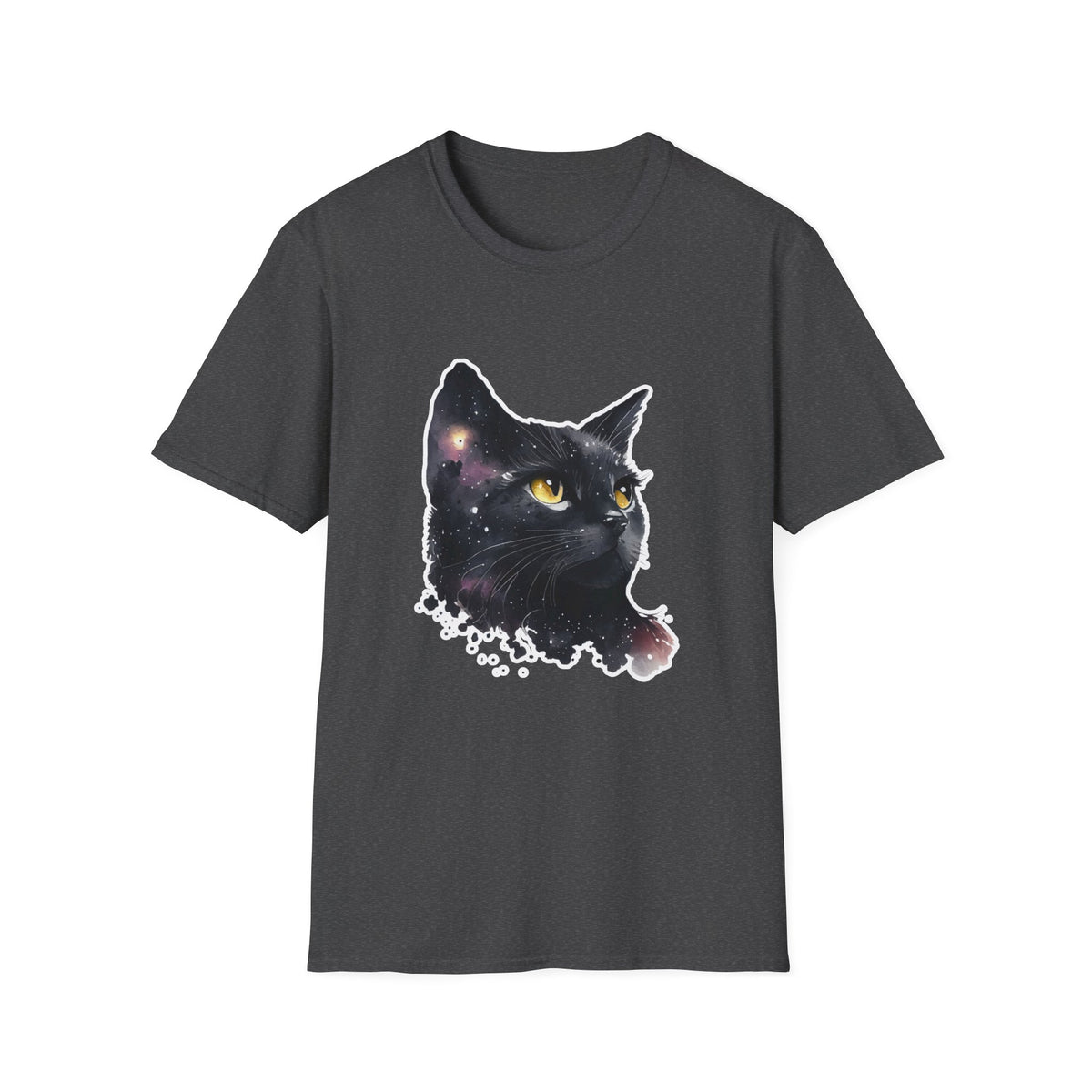 Galaxy Black Cat T-Shirt — Cosmic Cat Portrait Tee