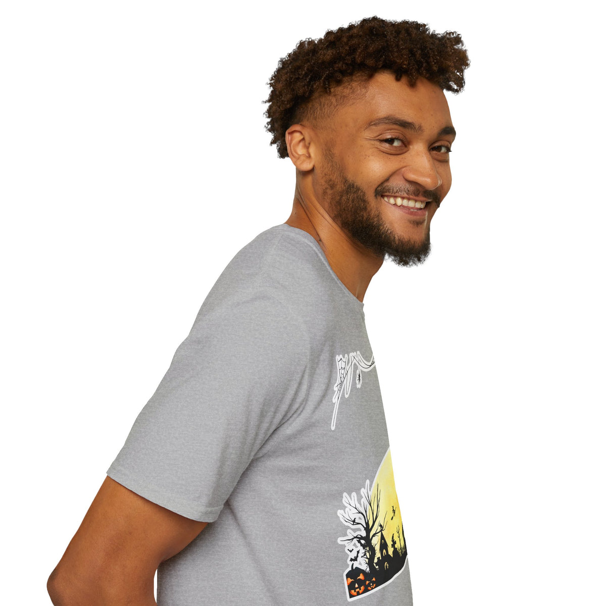 Halloween Moon Silhouette T-Shirt — Spooky Graveyard Pumpkin Scene