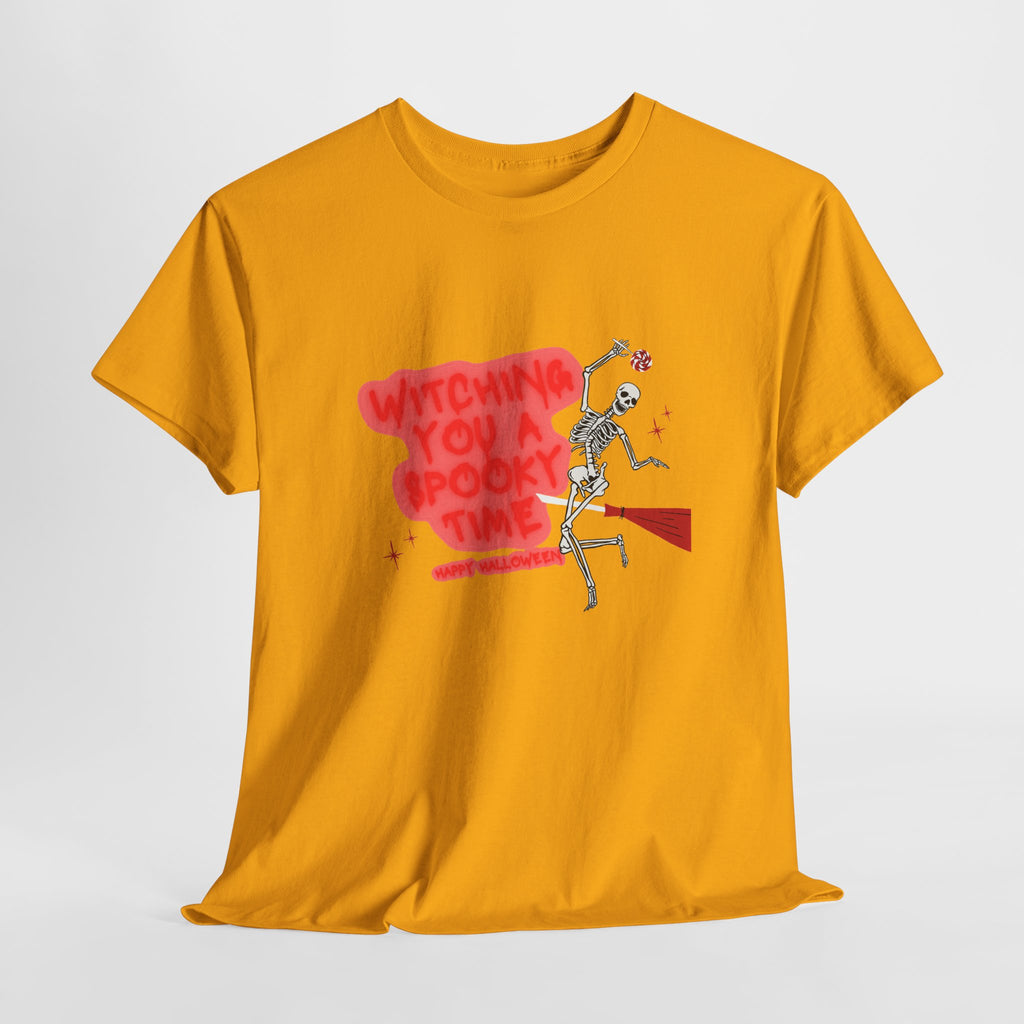 Skeleton 'Witching You a Spooky Time' Halloween T-Shirt