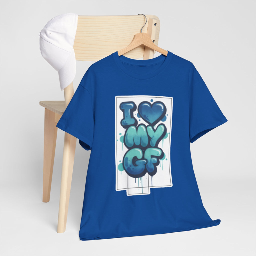 I LOVE My GF T-Shirt — Cute Blue Graffiti Love Tee for Girlfriend Gifts