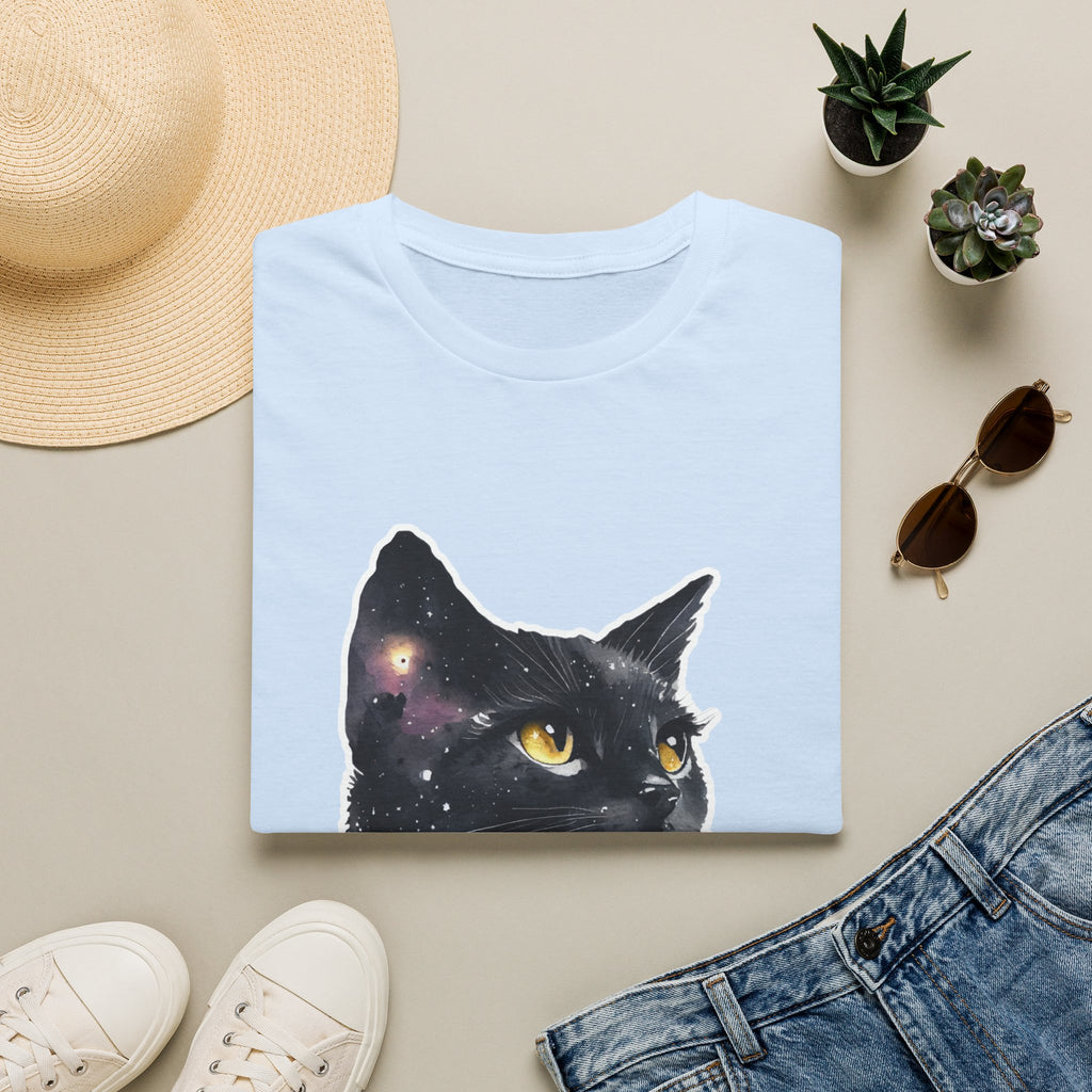 Galaxy Black Cat T-Shirt — Cosmic Cat Portrait Tee
