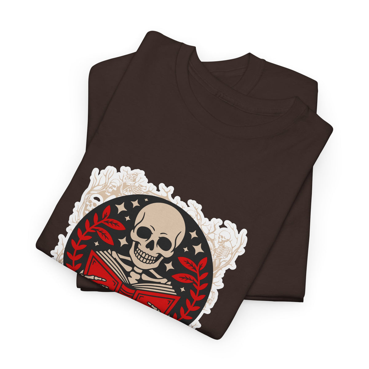Spooky Halloween Skull Tee — Vintage Skeleton Reading Book Halloween T-Shirt