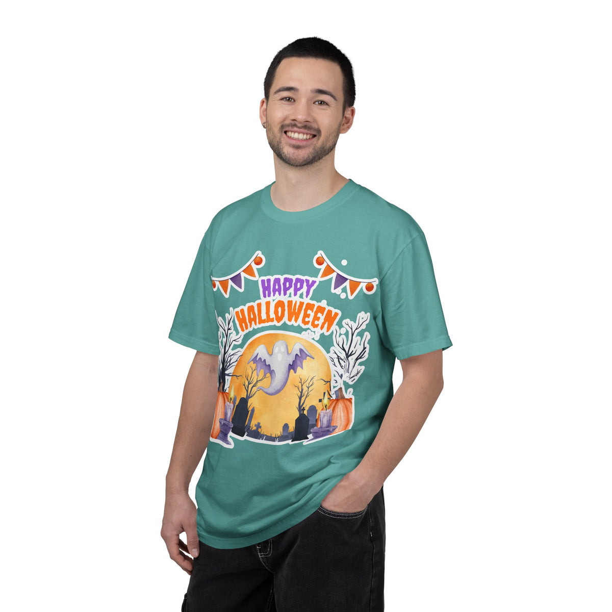 Happy Halloween T-Shirt — Ghost & Pumpkin Halloween Tee