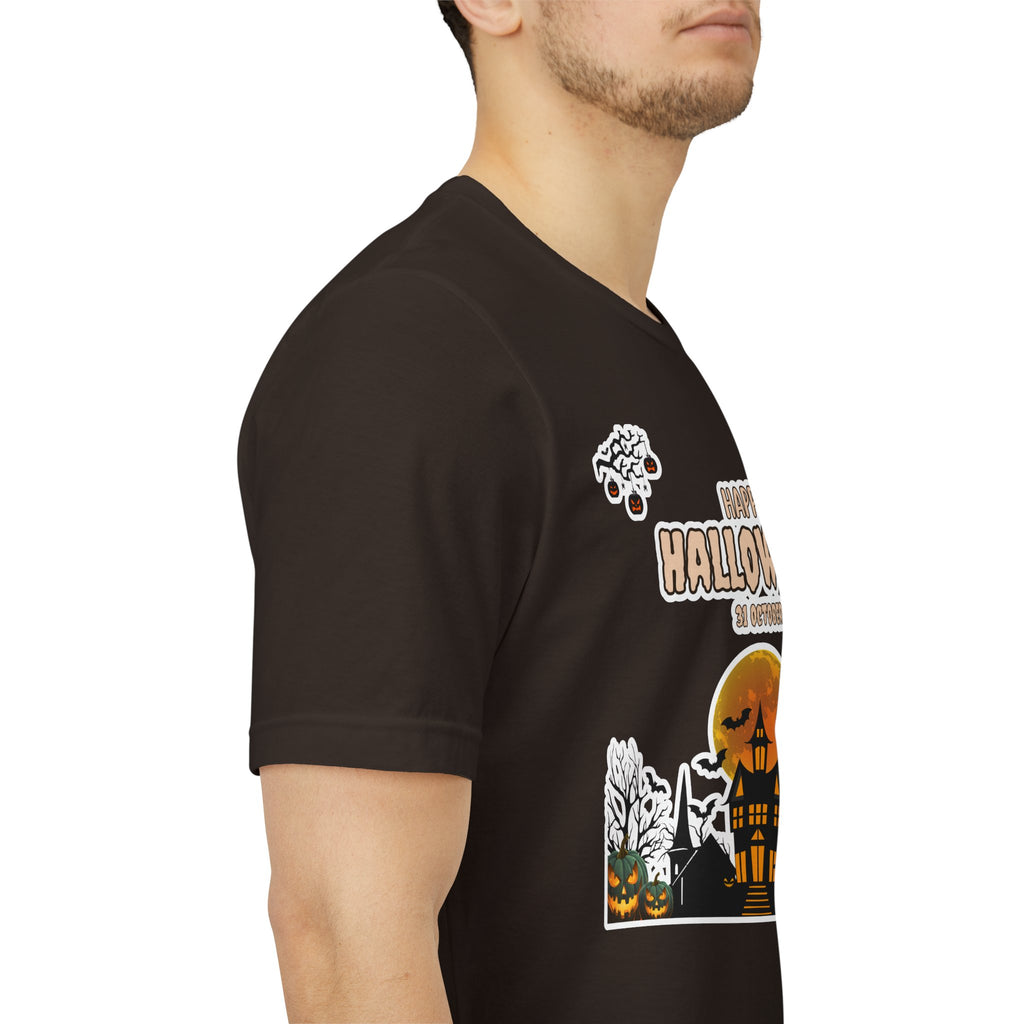 Halloween Haunted House T-Shirt — "Happy Halloween" Pumpkin Spooky Tee