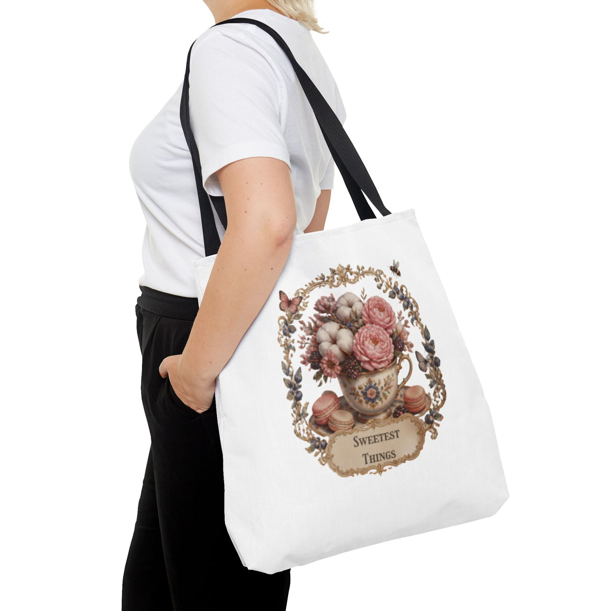 Vintage Floral Bouquet Tote — "Sweetest Things" Canvas Bag