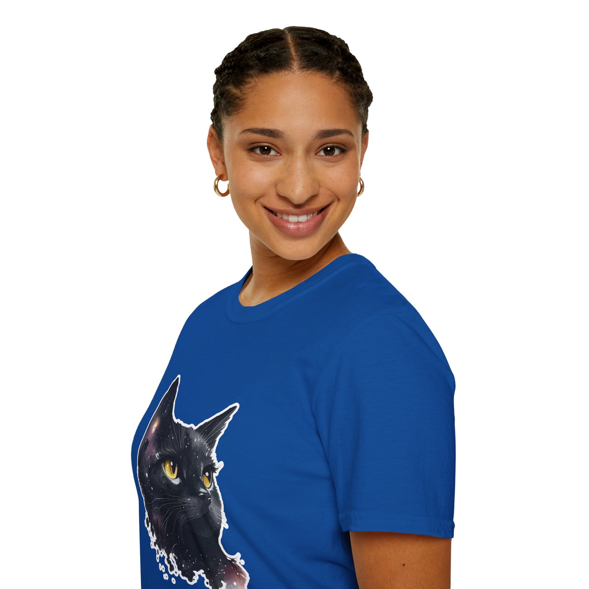 Galaxy Black Cat T-Shirt — Cosmic Cat Portrait Tee