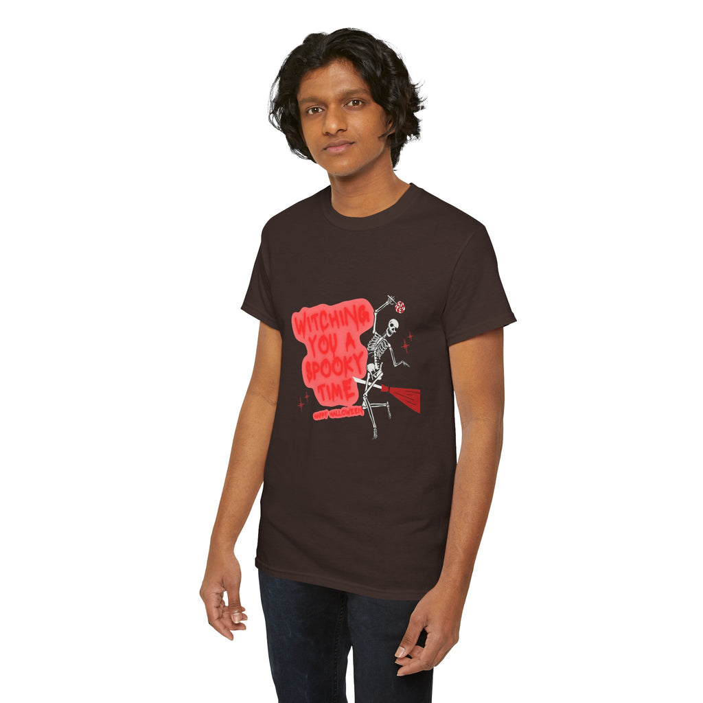 Skeleton 'Witching You a Spooky Time' Halloween T-Shirt