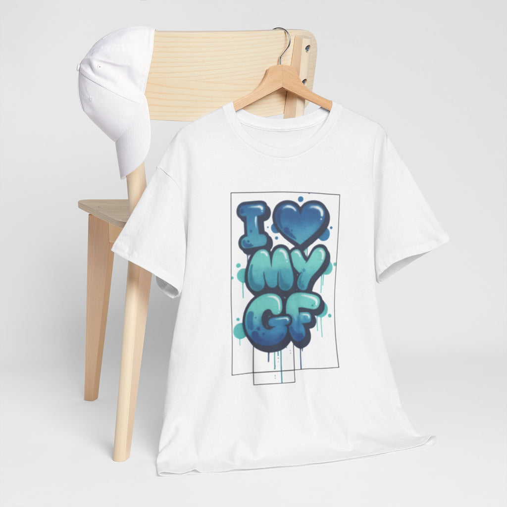 I LOVE My GF T-Shirt — Cute Blue Graffiti Love Tee for Girlfriend Gifts