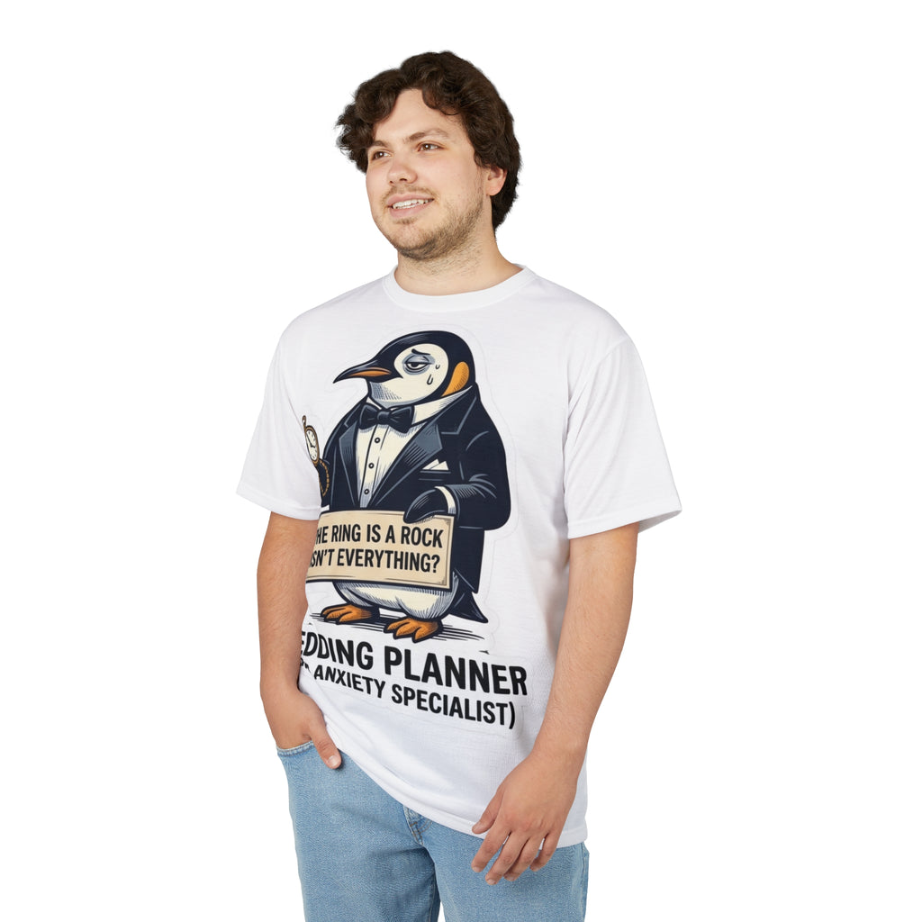 Wedding Planner T‑Shirt – “The Ring Is a Rock Isn’t Everything? (And Anxiety Specialist)”