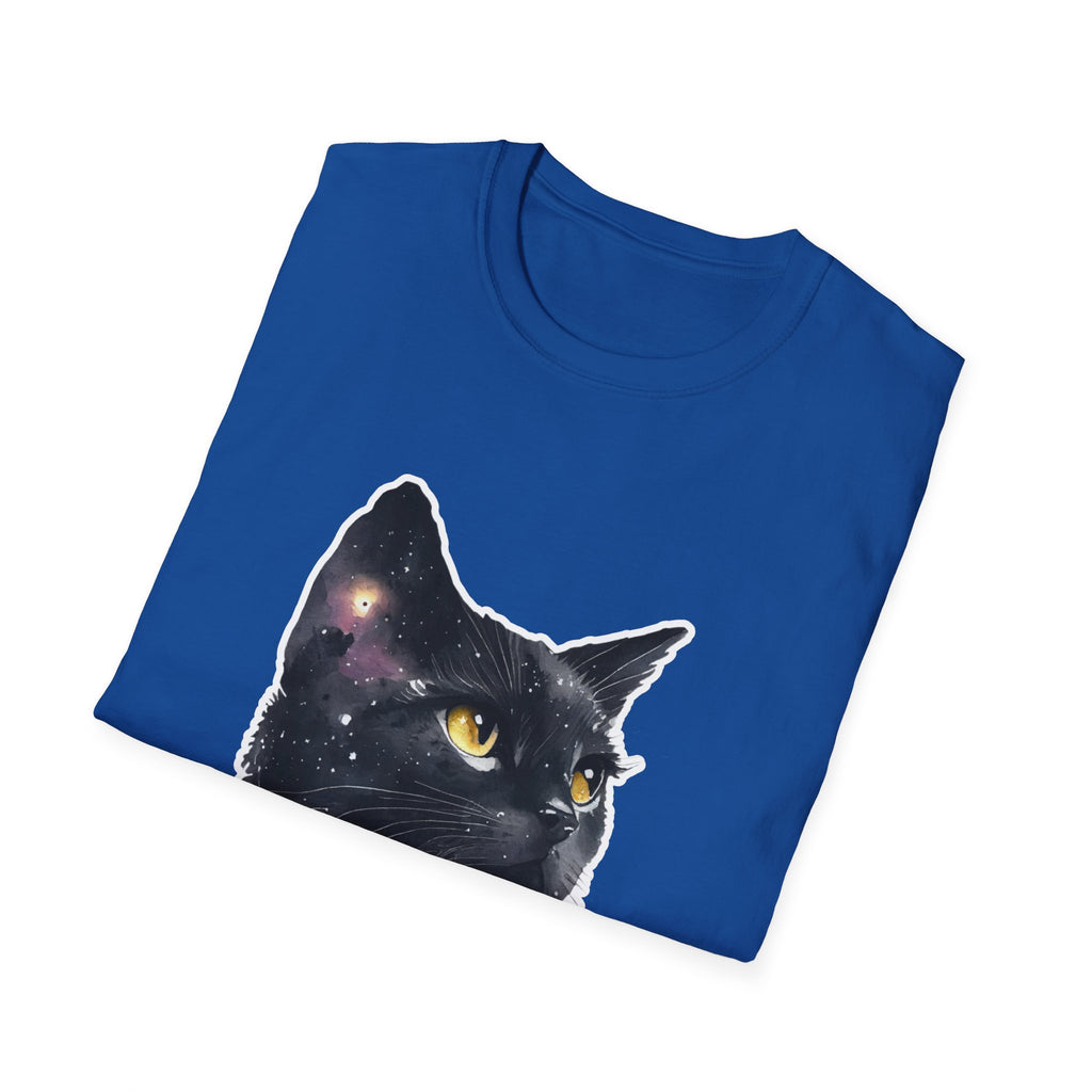 Galaxy Black Cat T-Shirt — Cosmic Cat Portrait Tee