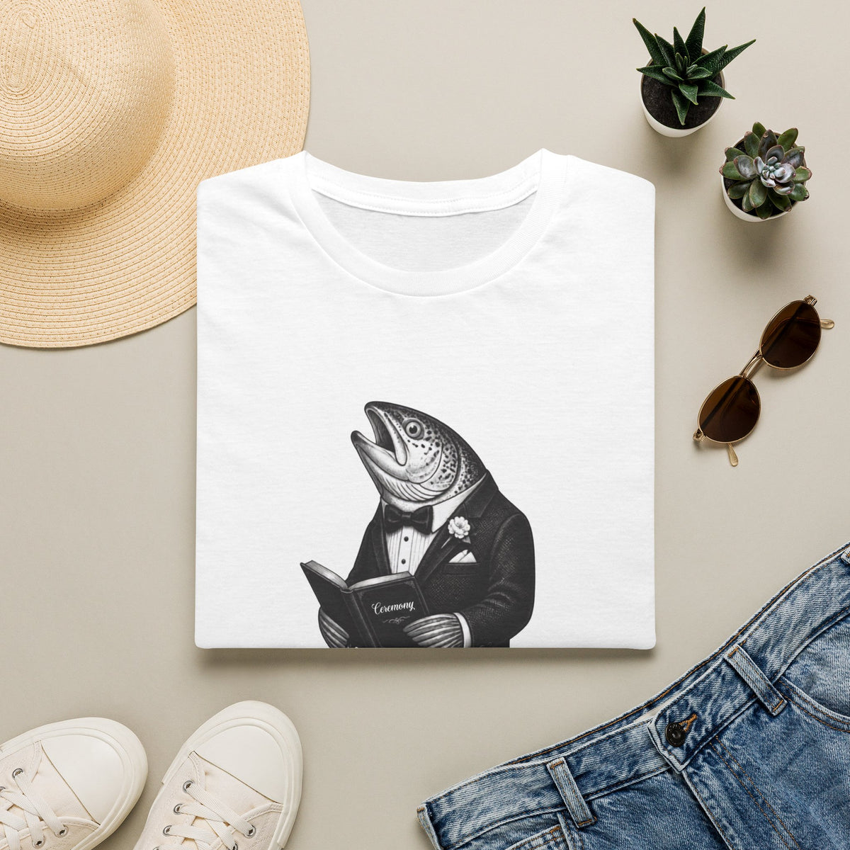 Salmon Gentleman T-Shirt — Dapper Fish Graphic Tee