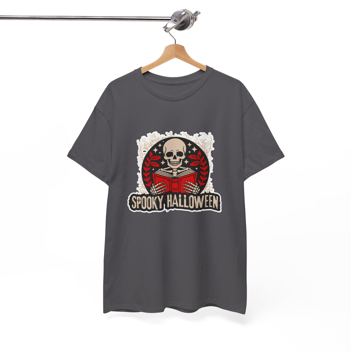 Spooky Halloween Skull Tee — Vintage Skeleton Reading Book Halloween T-Shirt