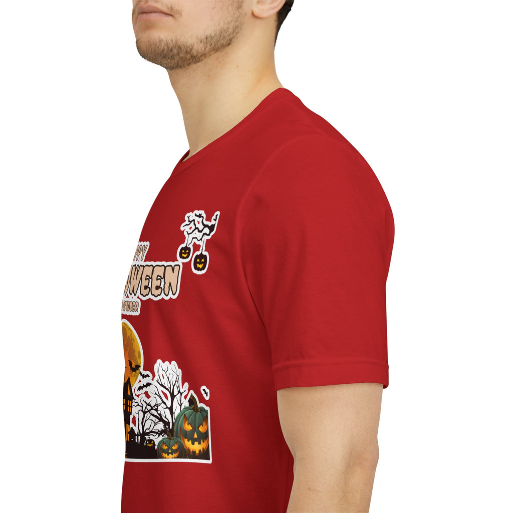 Halloween Haunted House T-Shirt — "Happy Halloween" Pumpkin Spooky Tee