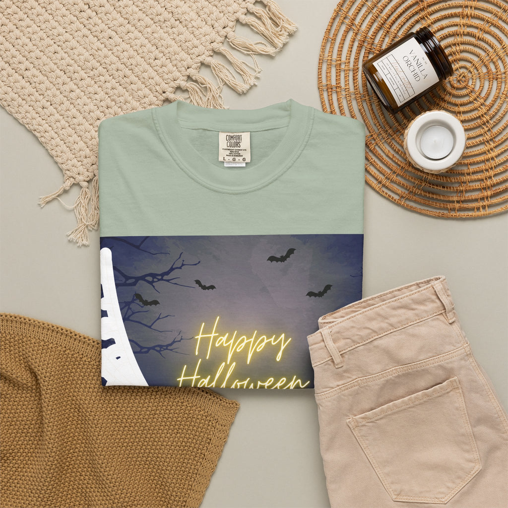 Halloween Night T-Shirt — "Happy Halloween" Haunted Graveyard Design