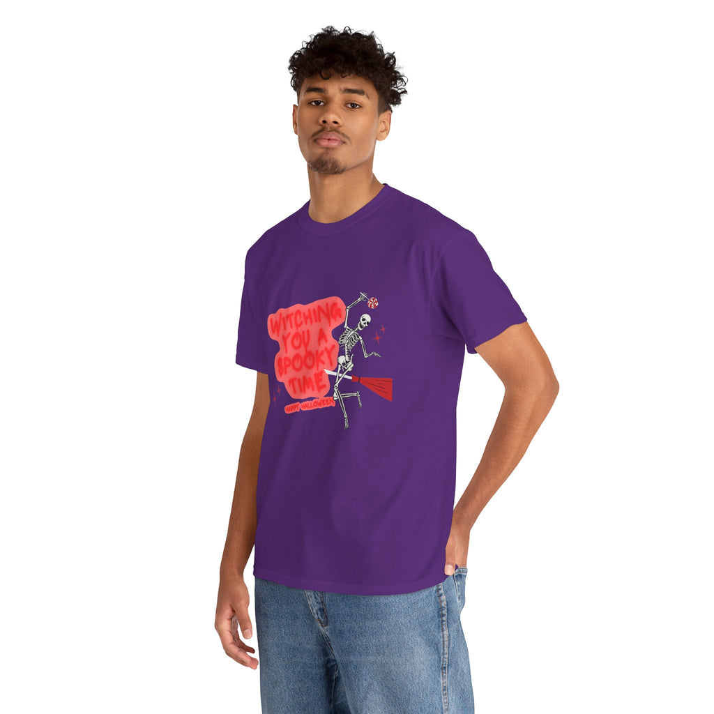Skeleton 'Witching You a Spooky Time' Halloween T-Shirt