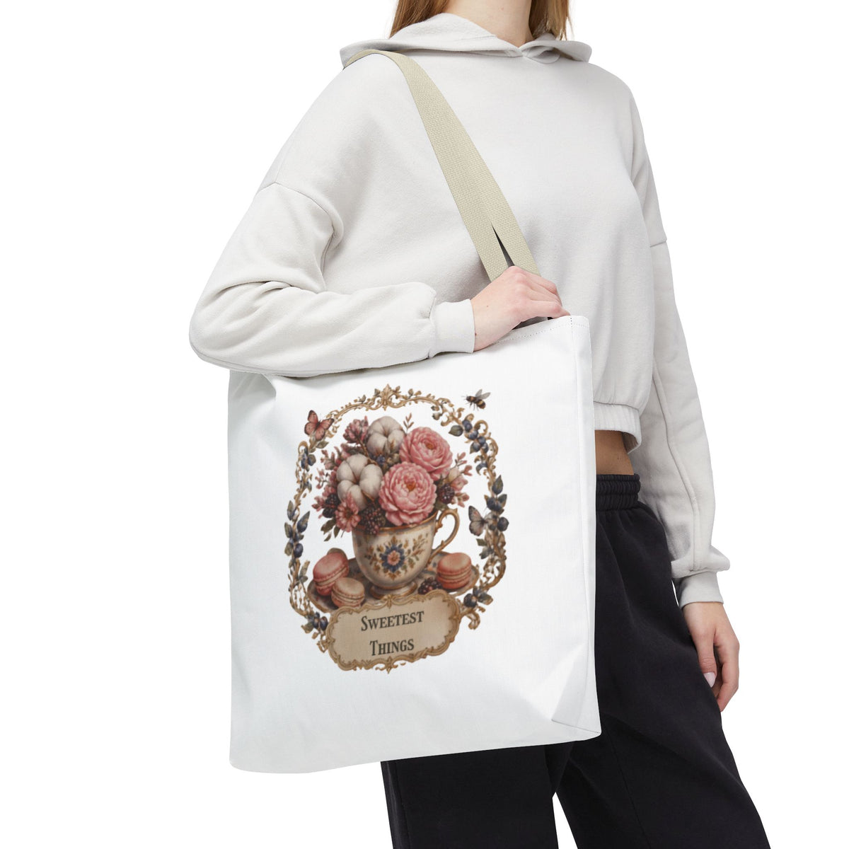 Vintage Floral Bouquet Tote — "Sweetest Things" Canvas Bag