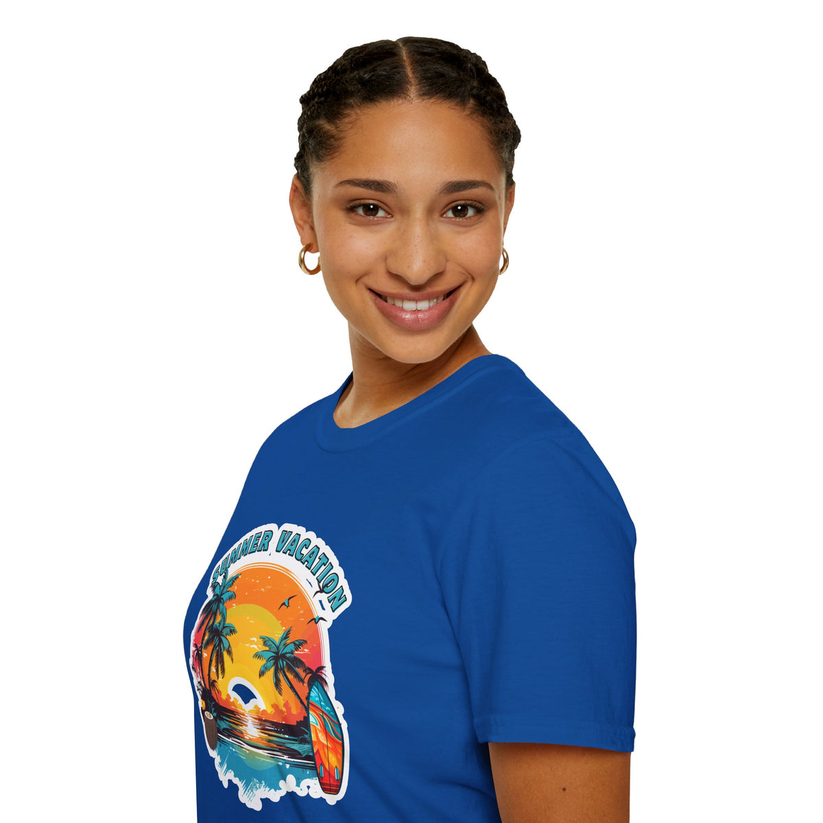 Summer Vacation T-Shirt – Tropical Sunset Surf Graphic