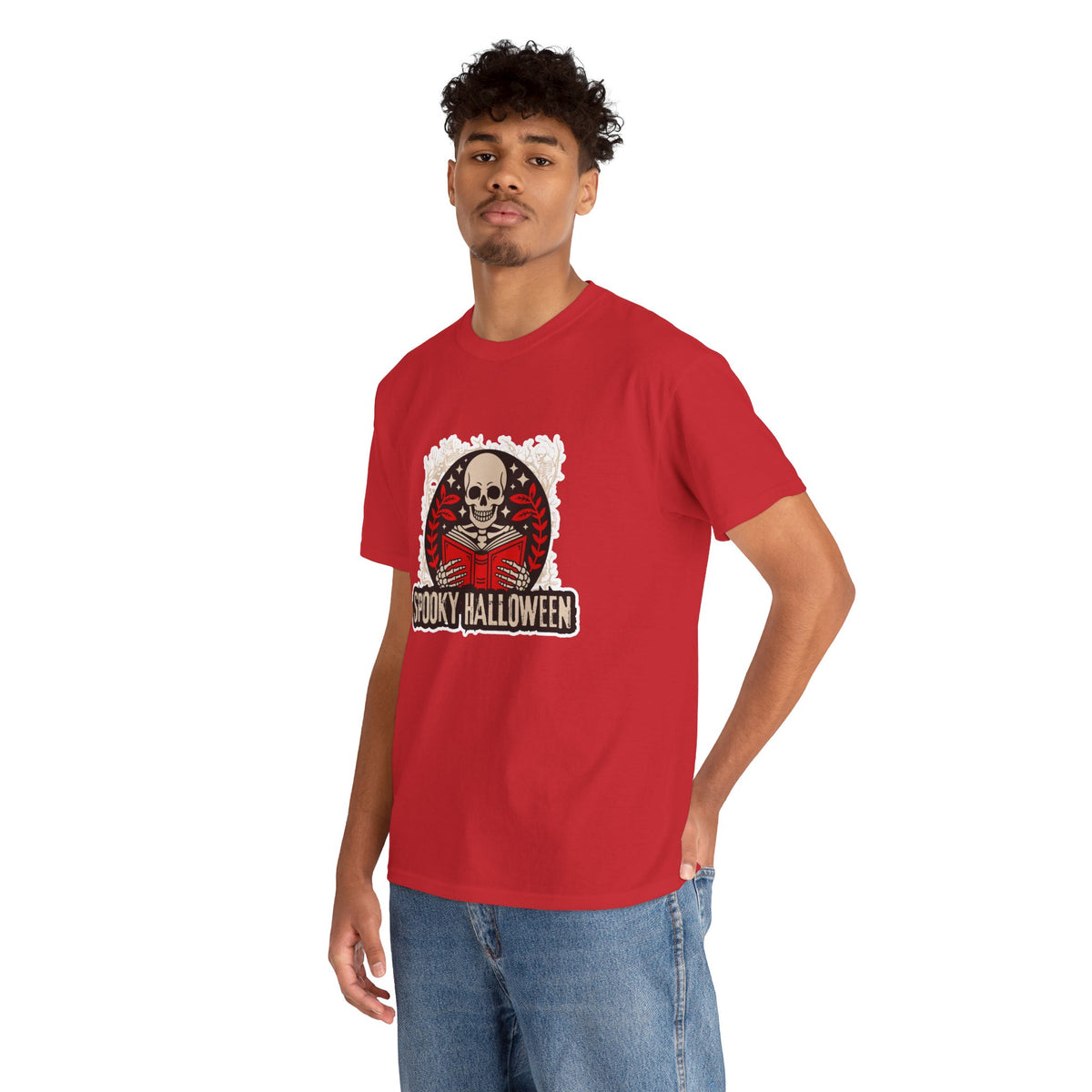 Spooky Halloween Skull Tee — Vintage Skeleton Reading Book Halloween T-Shirt