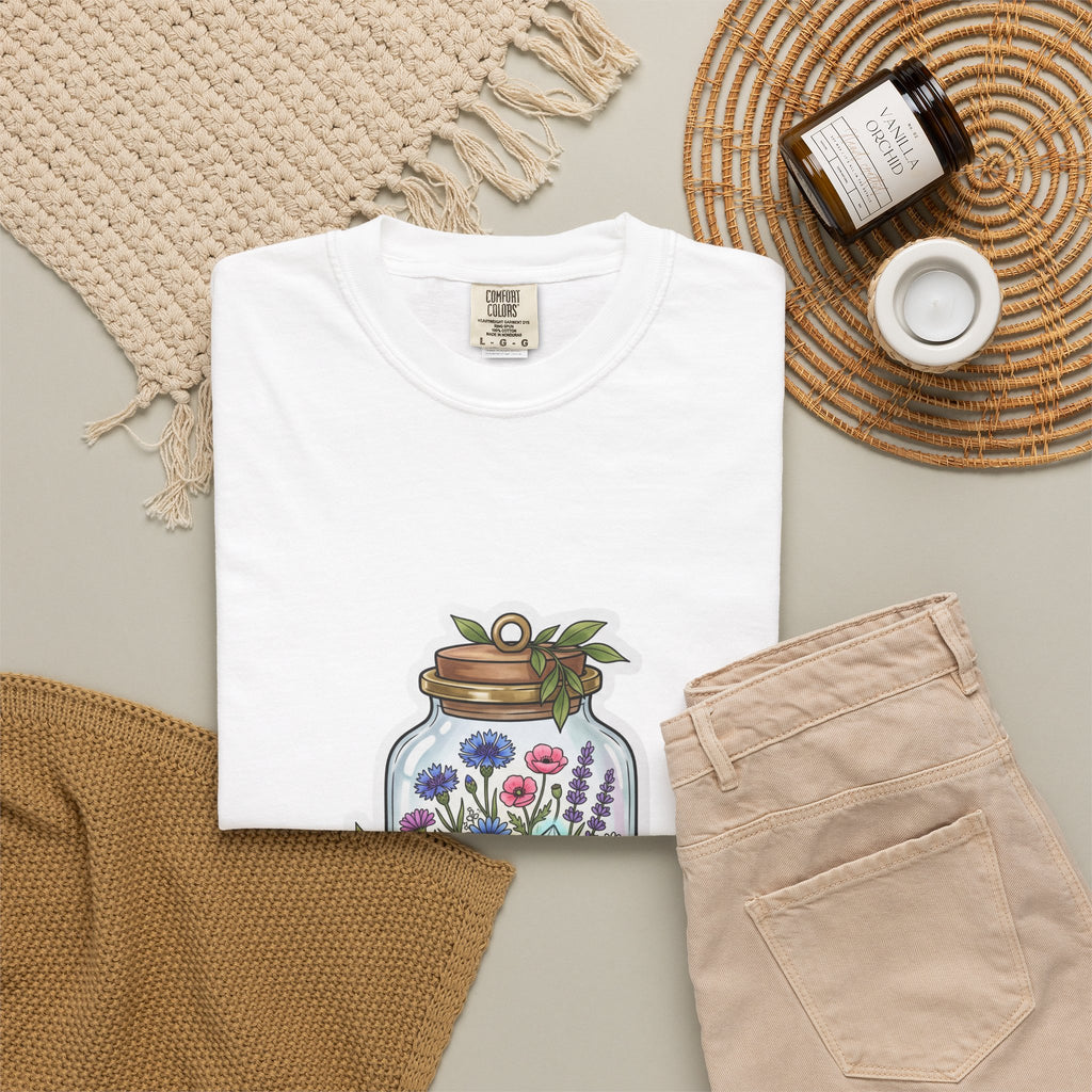 Terrarium Floral T-Shirt — "The Wild Terrarium" Botanical Jar Tee