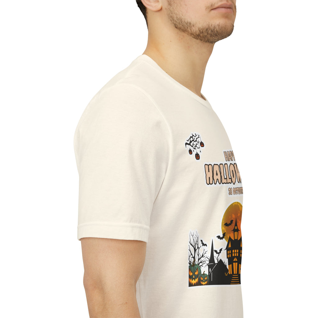 Halloween Haunted House T-Shirt — "Happy Halloween" Pumpkin Spooky Tee