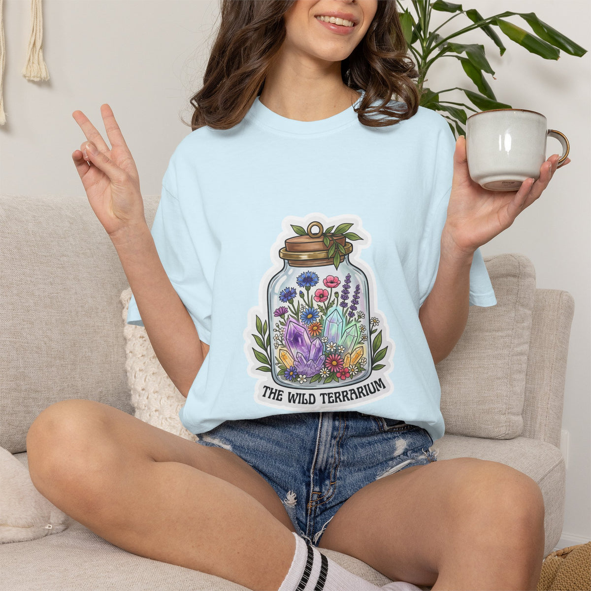 Terrarium Floral T-Shirt — "The Wild Terrarium" Botanical Jar Tee