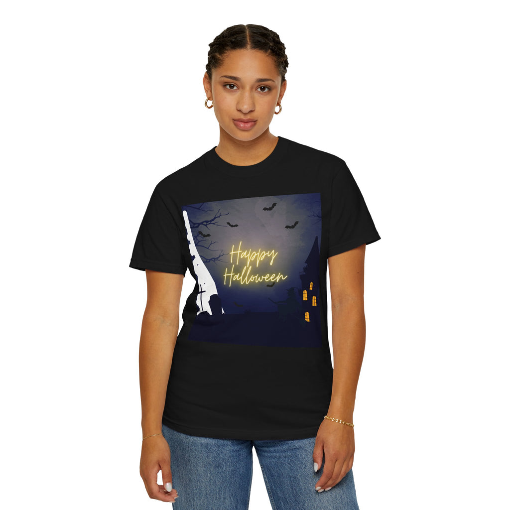 Halloween Night T-Shirt — "Happy Halloween" Haunted Graveyard Design