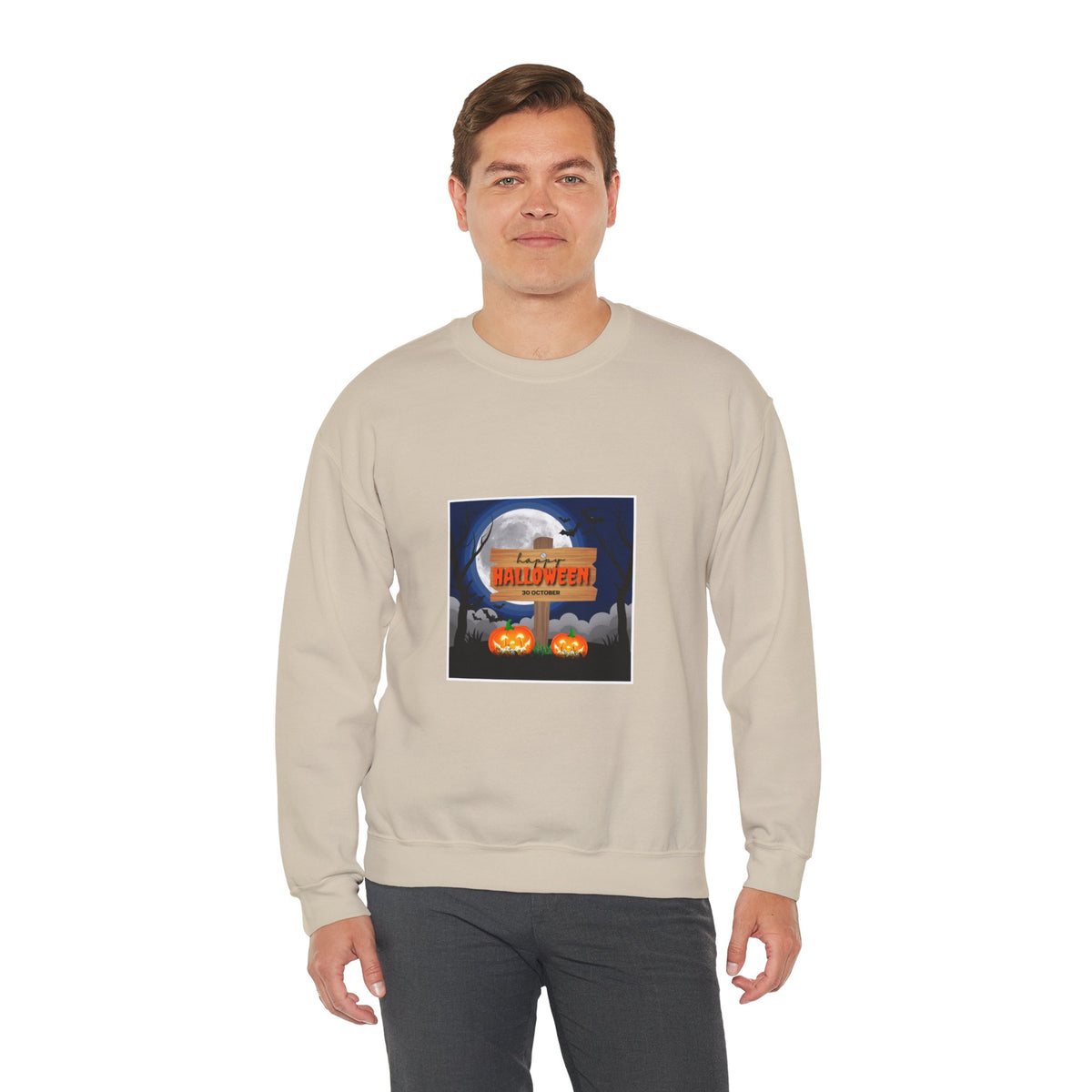 Halloween Crewneck Sweatshirt - Spooky Night Pumpkins Design