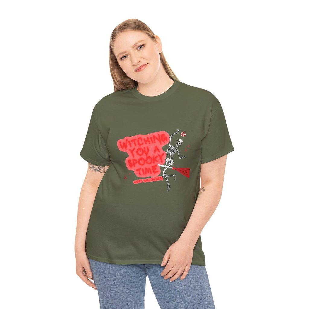 Skeleton 'Witching You a Spooky Time' Halloween T-Shirt