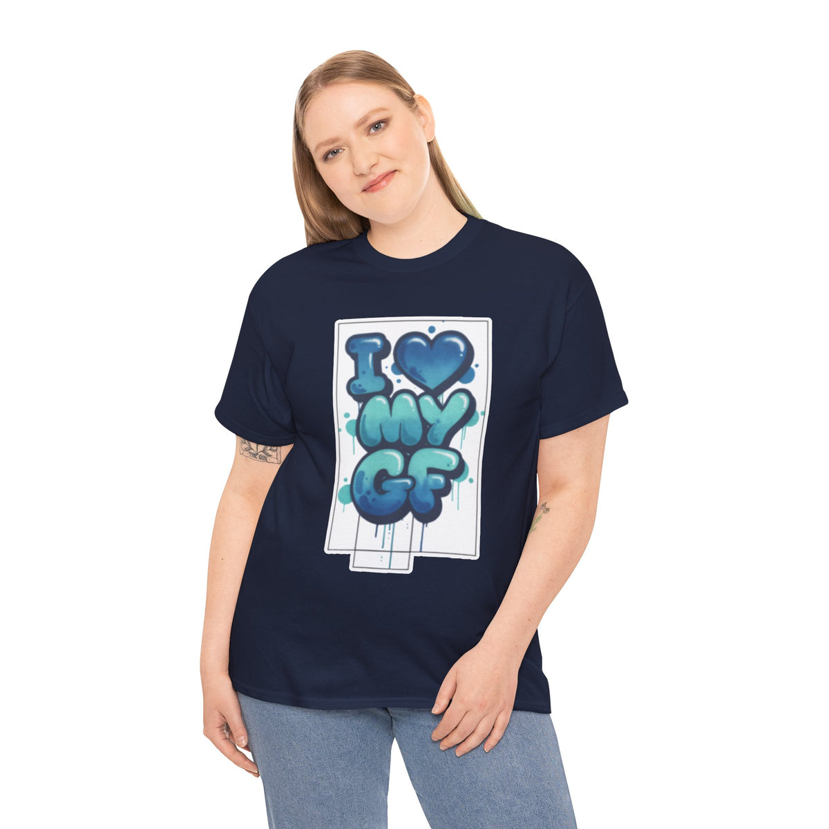 I LOVE My GF T-Shirt — Cute Blue Graffiti Love Tee for Girlfriend Gifts