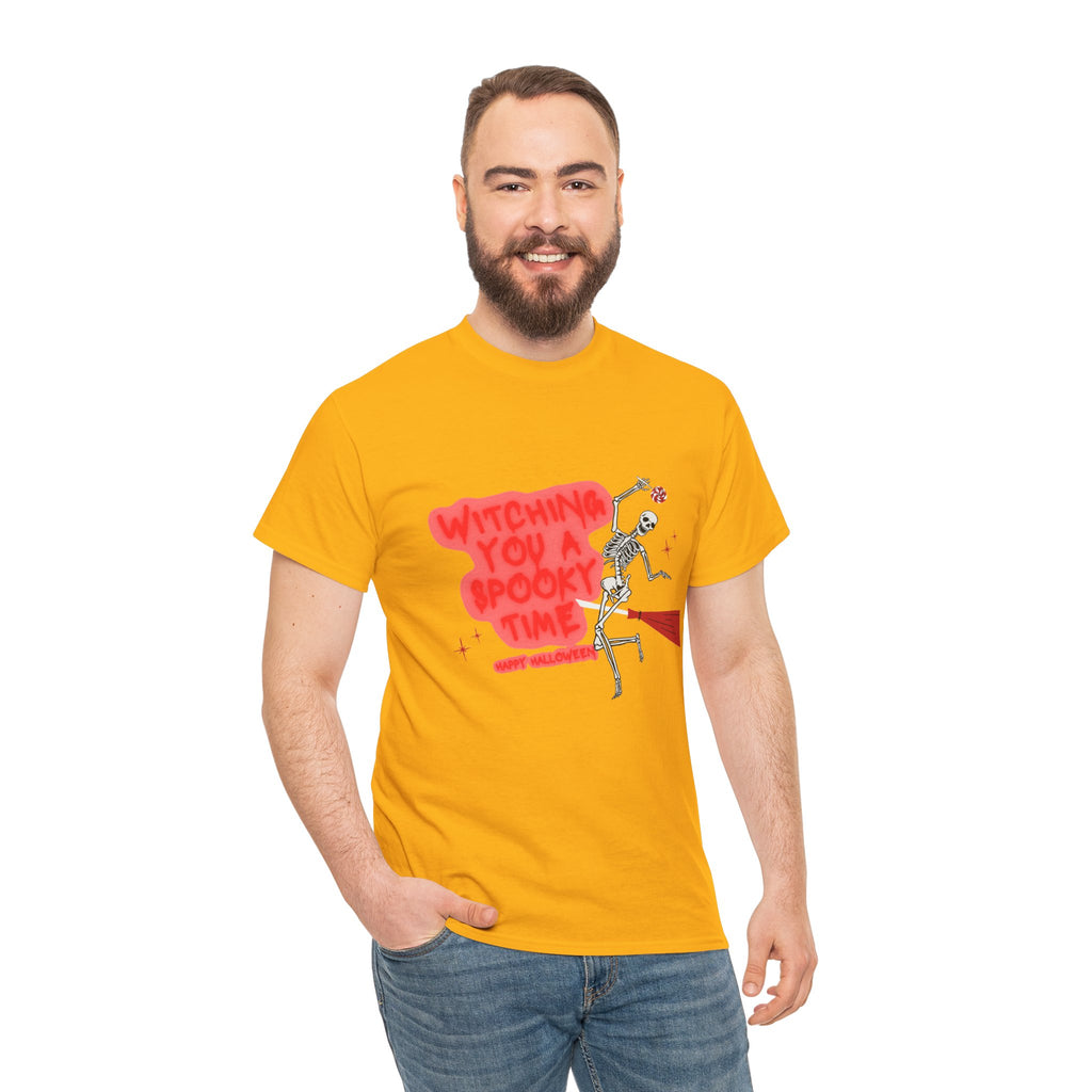 Skeleton 'Witching You a Spooky Time' Halloween T-Shirt