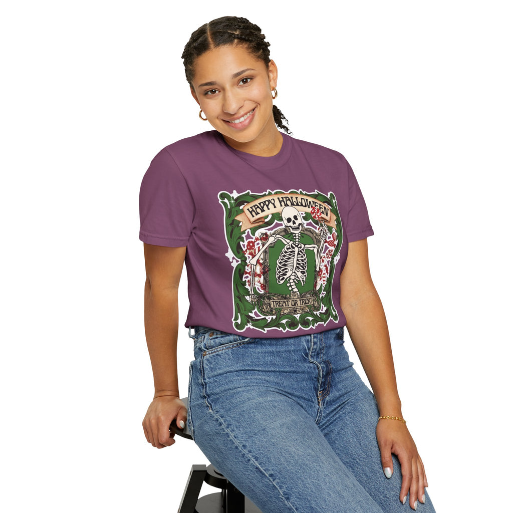 Happy Halloween Skeleton T-Shirt — Vintage Trick or Treat Graphic Tee