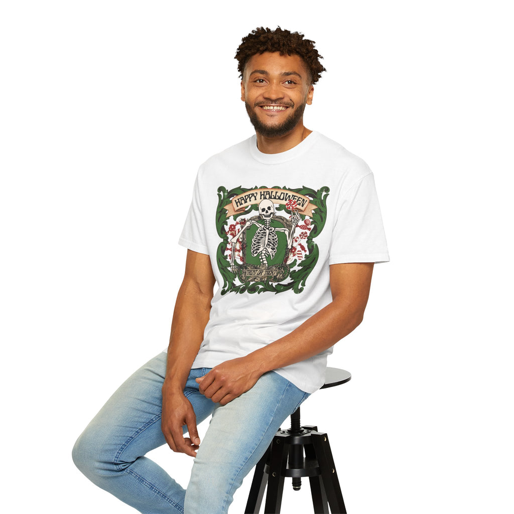 Happy Halloween Skeleton T-Shirt — Vintage Trick or Treat Graphic Tee