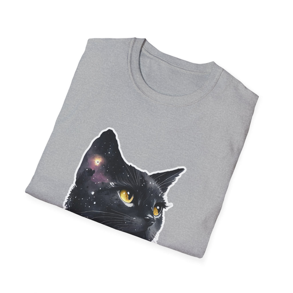 Galaxy Black Cat T-Shirt — Cosmic Cat Portrait Tee