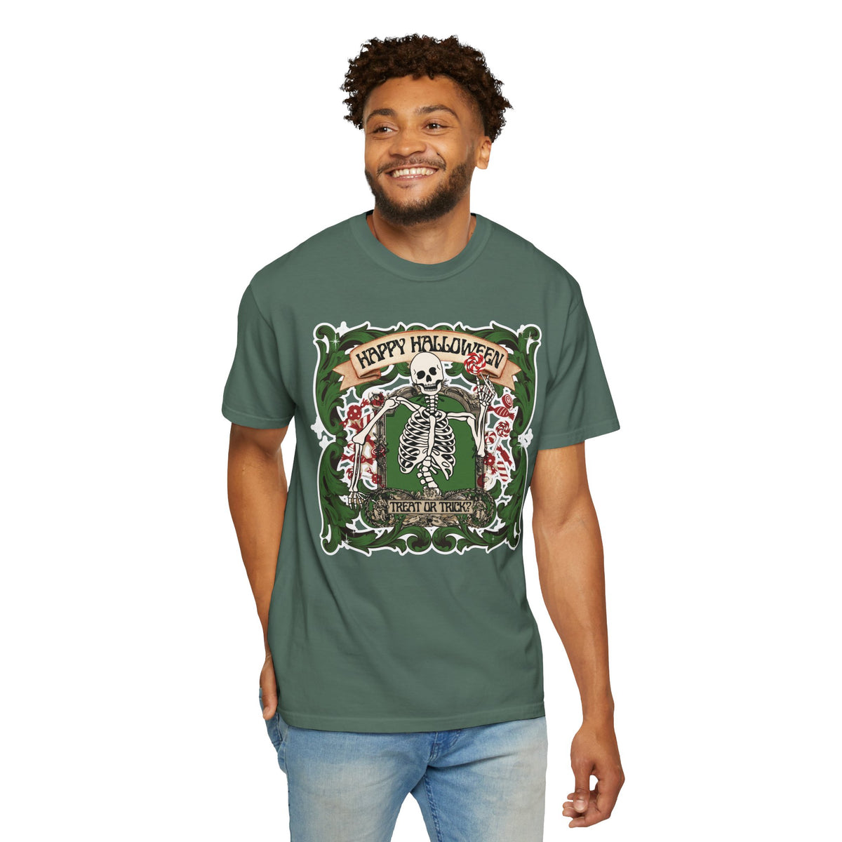 Happy Halloween Skeleton T-Shirt — Vintage Trick or Treat Graphic Tee