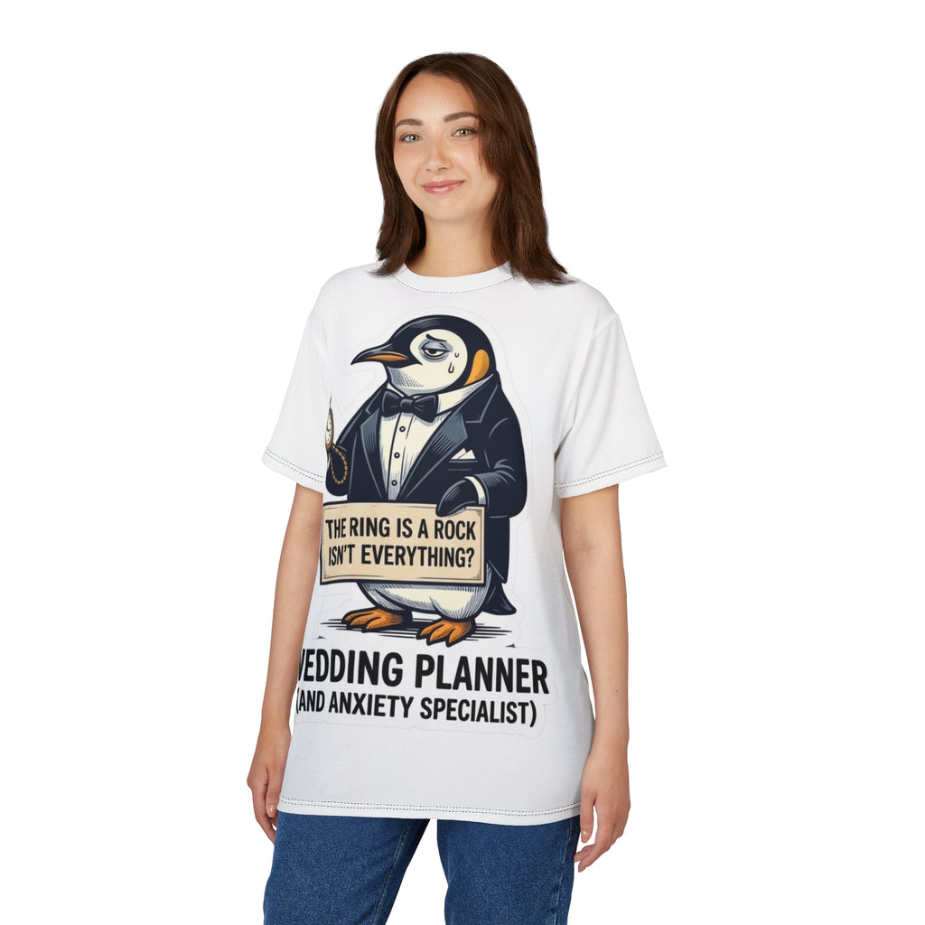 Wedding Planner T‑Shirt – “The Ring Is a Rock Isn’t Everything? (And Anxiety Specialist)”