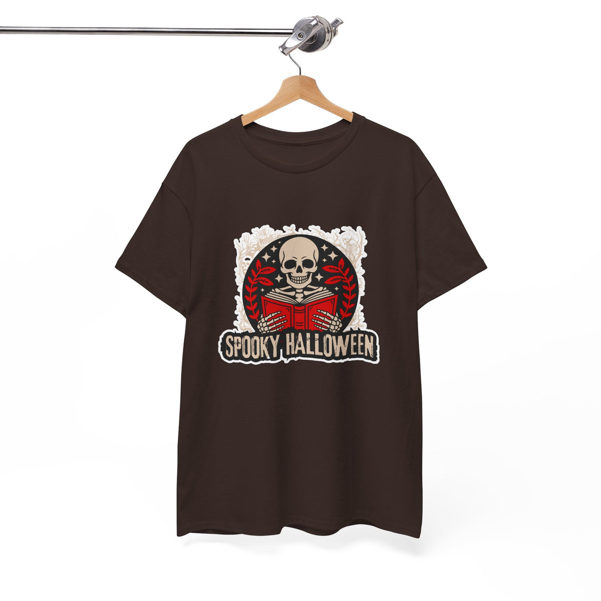 Spooky Halloween Skull Tee — Vintage Skeleton Reading Book Halloween T-Shirt