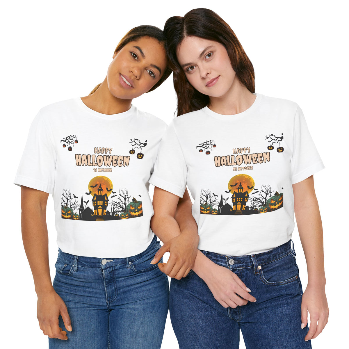 Halloween Haunted House T-Shirt — "Happy Halloween" Pumpkin Spooky Tee