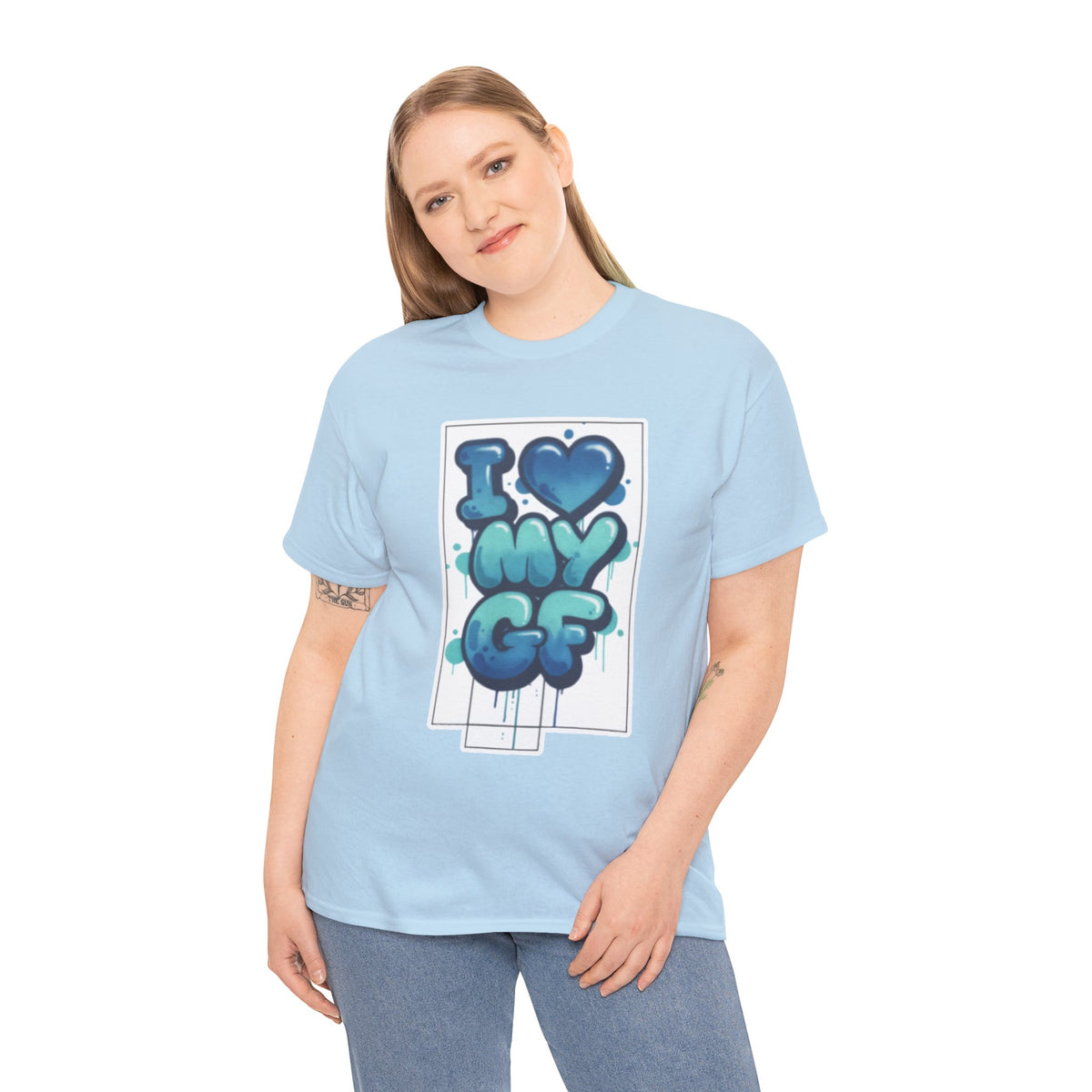 I LOVE My GF T-Shirt — Cute Blue Graffiti Love Tee for Girlfriend Gifts