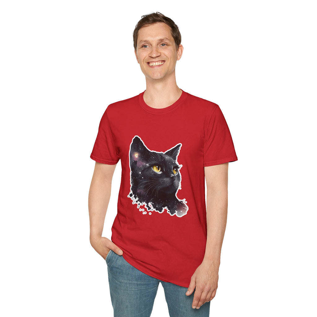 Galaxy Black Cat T-Shirt — Cosmic Cat Portrait Tee