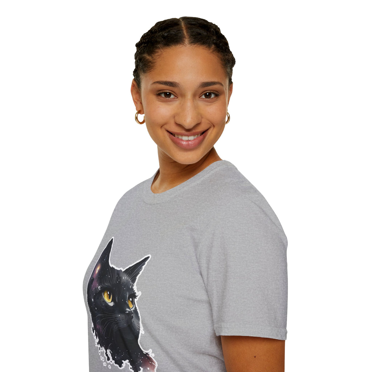 Galaxy Black Cat T-Shirt — Cosmic Cat Portrait Tee