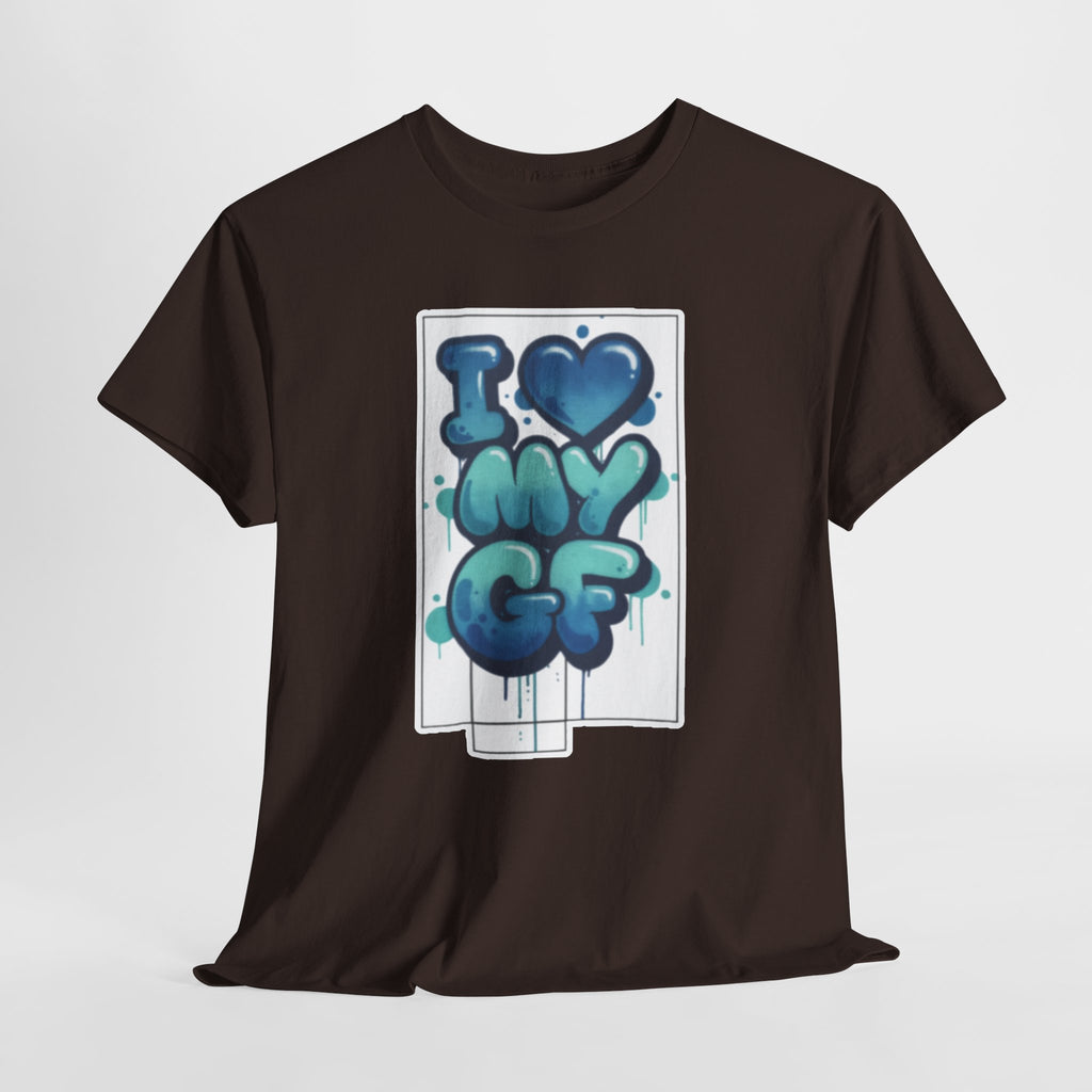 I LOVE My GF T-Shirt — Cute Blue Graffiti Love Tee for Girlfriend Gifts