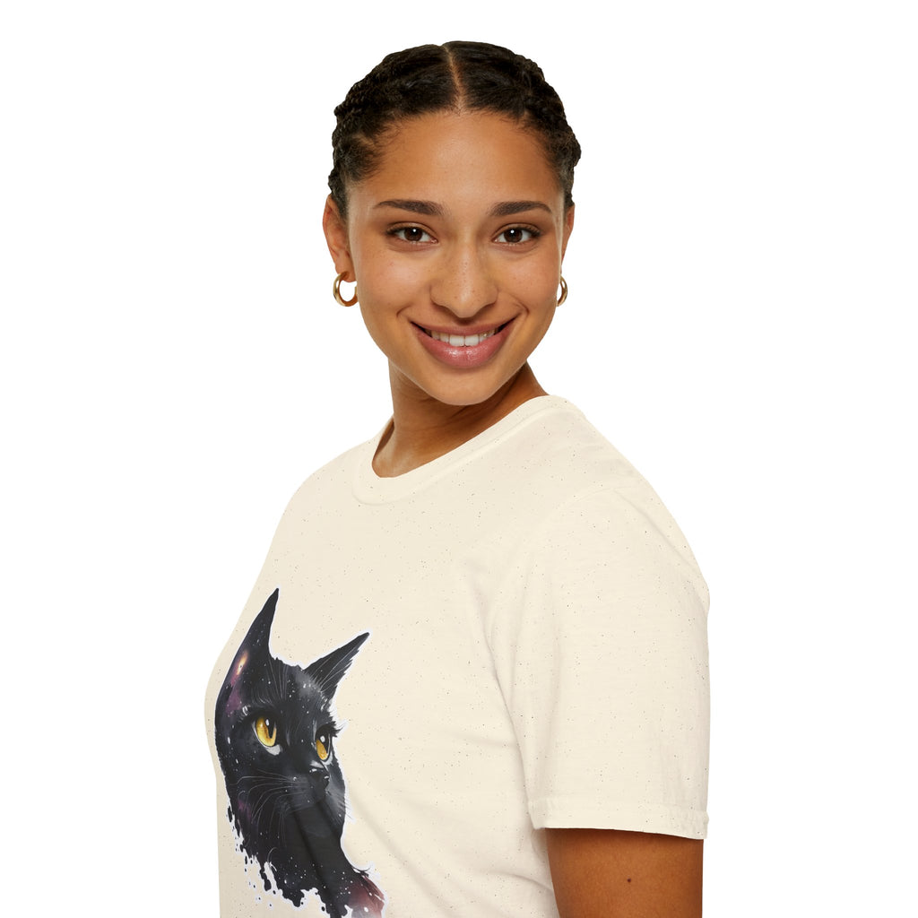 Galaxy Black Cat T-Shirt — Cosmic Cat Portrait Tee