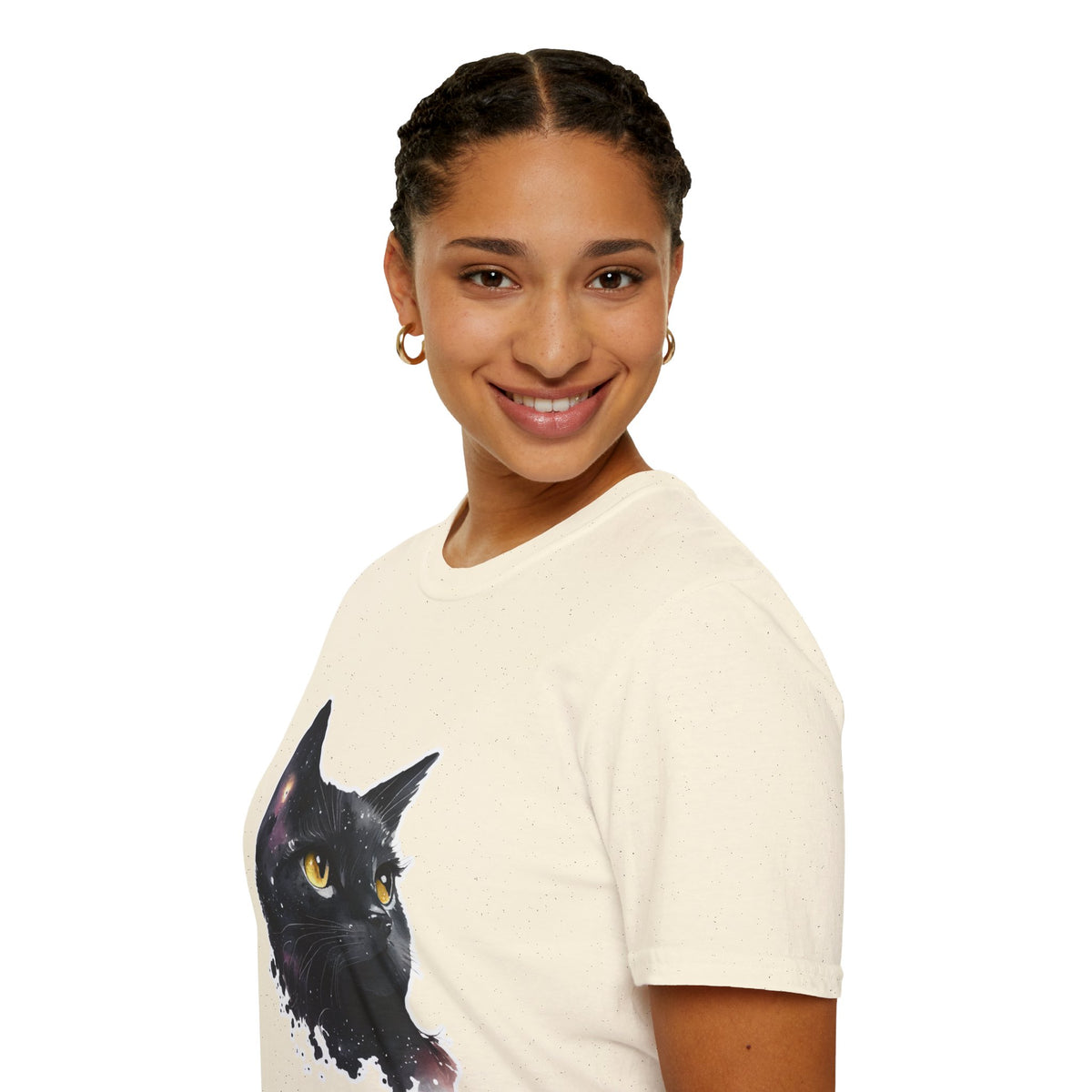 Galaxy Black Cat T-Shirt — Cosmic Cat Portrait Tee