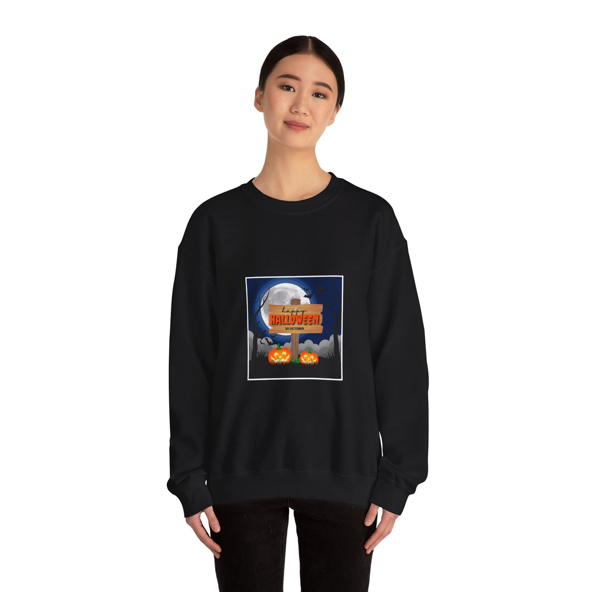 Halloween Crewneck Sweatshirt - Spooky Night Pumpkins Design