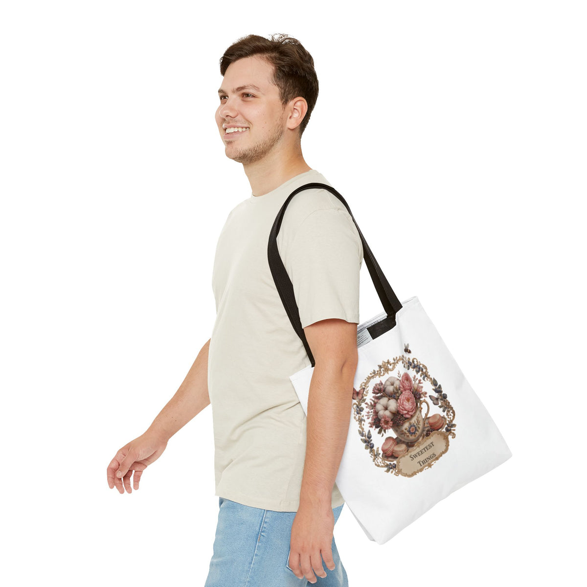 Vintage Floral Bouquet Tote — "Sweetest Things" Canvas Bag