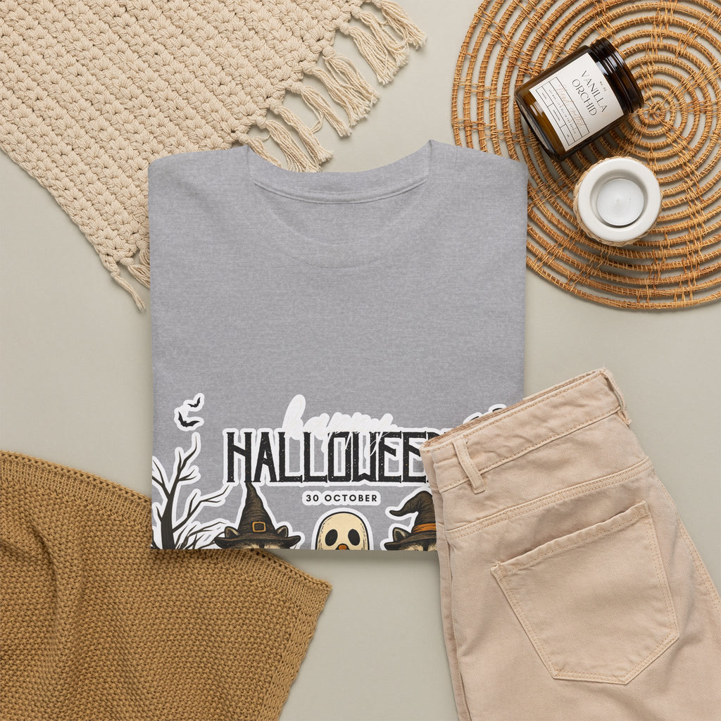 Halloween Raccoon Ghost Pumpkin T‑Shirt — Cute Spooky Costume Trio Tee