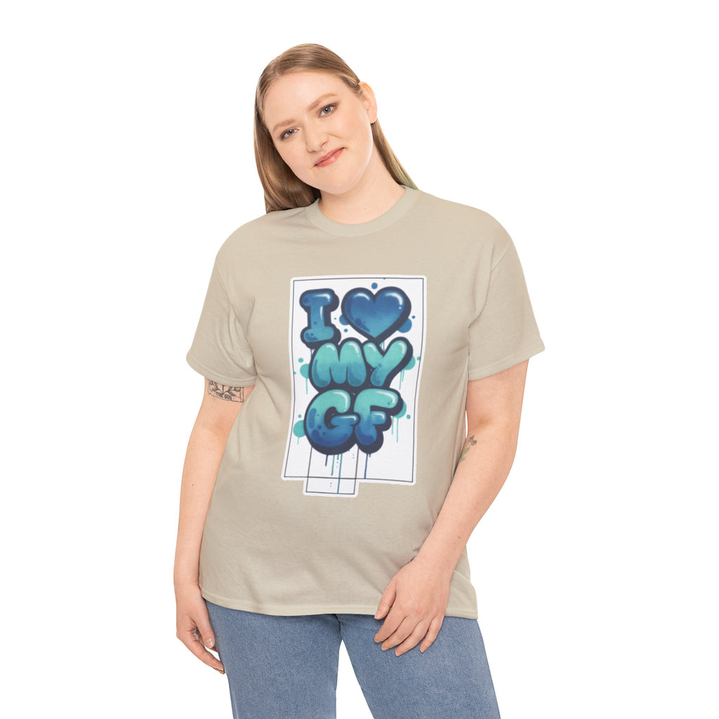 I LOVE My GF T-Shirt — Cute Blue Graffiti Love Tee for Girlfriend Gifts