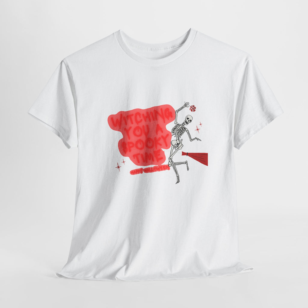 Skeleton 'Witching You a Spooky Time' Halloween T-Shirt